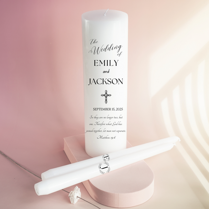 Black & White Modern Simple Wedding Bless Unity Candles