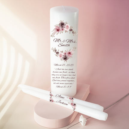 Mr. & Mrs. Floral Blush Wedding Unity Candles