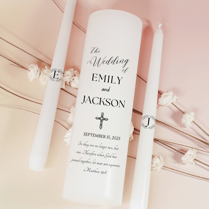 Black & White Modern Simple Wedding Bless Unity Candles
