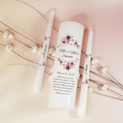 Mr. & Mrs. Floral Blush Wedding Unity Candles