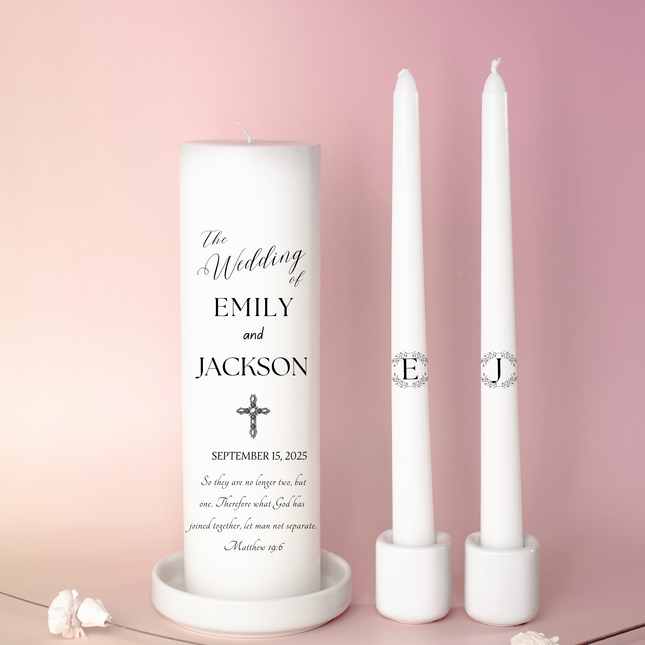 Black & White Modern Simple Wedding Bless Unity Candles