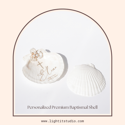 Personalized Baptism Shell Pearl Christening Keepsake with custom name and date