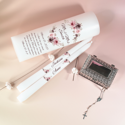 Mr. & Mrs. Floral Blush Wedding Unity Candles