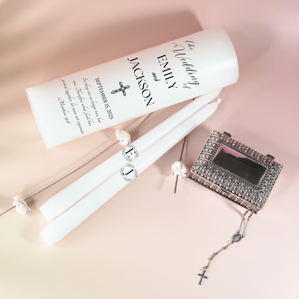 Black & White Modern Simple Wedding Bless Unity Candles