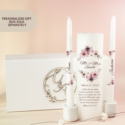 Mr. & Mrs. Floral Blush Wedding Unity Candles