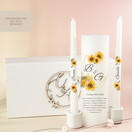 Unique handmade personalized candle set favors Wedding Sunflower inspired candles