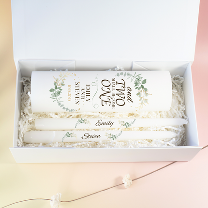 Elegant Greenery " And two should become one" Unity Candle Set