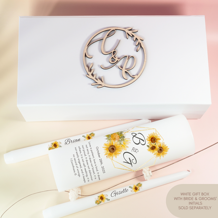 Unique handmade personalized candle set favors Wedding Sunflower inspired candles