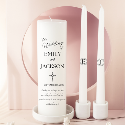 Black & White Modern Simple Wedding Bless Unity Candles