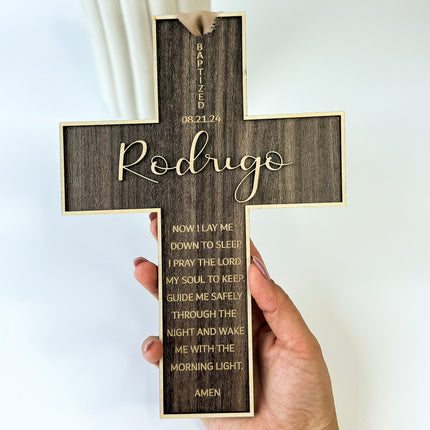 Engraved Walnut Wood Cross Gift Keepsake