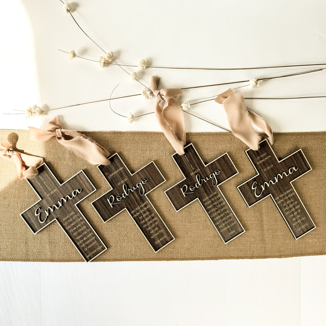 Engraved Walnut Wood Cross Gift Keepsake