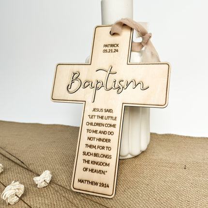 Engraved Natural Wood Cross Gift Keepsake