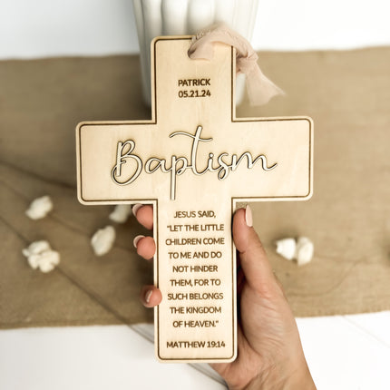 Engraved Natural Wood Cross Gift Keepsake