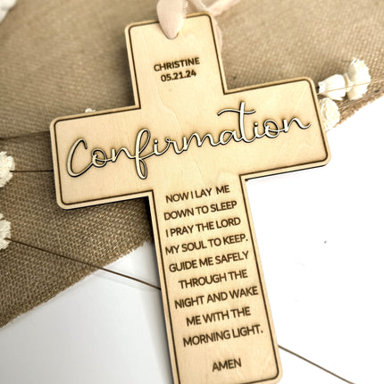 Engraved Natural Wood Cross Gift Keepsake