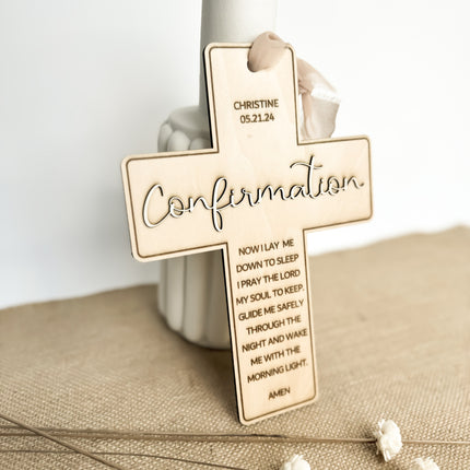 Engraved Natural Wood Cross Gift Keepsake