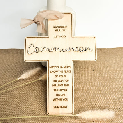 Engraved Natural Wood Cross Gift Keepsake
