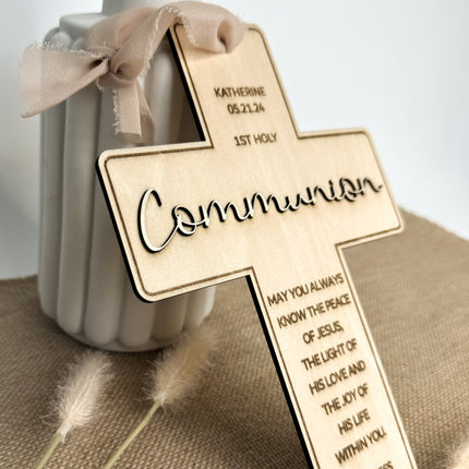 Engraved Natural Wood Cross Gift Keepsake