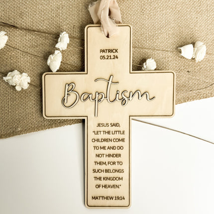 Engraved Natural Wood Cross Gift Keepsake