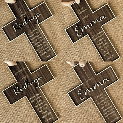 Engraved Walnut Wood Cross Gift Keepsake