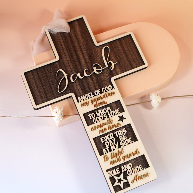 Angel of God Prayer Wood Cross Gift Keepsake