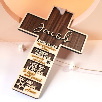 Angel of God Prayer Wood Cross Gift Keepsake