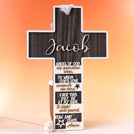 Angel of God Prayer Wood Cross Gift Keepsake