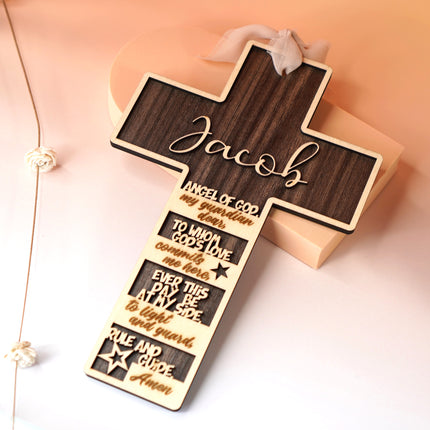 Angel of God Prayer Wood Cross Gift Keepsake