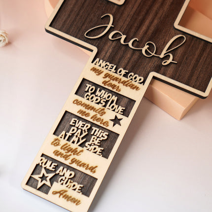 Angel of God Prayer Wood Cross Gift Keepsake