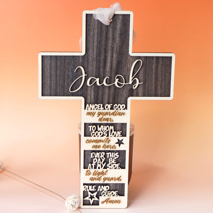 Angel of God Prayer Wood Cross Gift Keepsake
