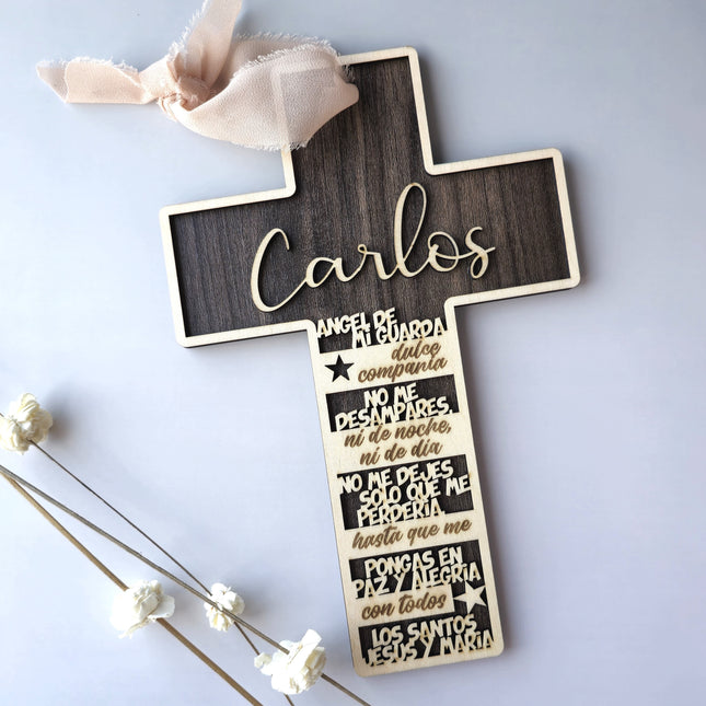 Spanish Prayer Wood Cross Gift Keepsake